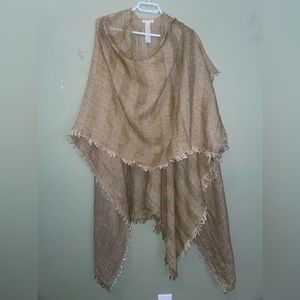 Eileen Fisher Linen and and Cotton beige shawl wrap cape, Made in Italy